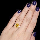 GIA CERTIFIED 4.11ct SAPPHIRE DIAMOND RING PLATINUM EMERALD CUT YELLOW ORANGE