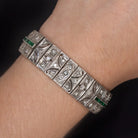 TRUE ART DECO 4 CARAT DIAMOND EMERALD BRACELET VINTAGE 1920s ANTIQUE ESTATE 4ct