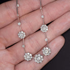 2.61ct CERTIFIED NATURAL DIAMOND NECKLACE 18K WHITE GOLD CLUSTER DROP PENDANT