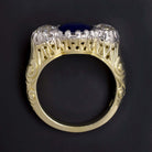 4.2ct GIA CERTIFIED SAPPHIRE DIAMOND VINTAGE RING ROYAL BLUE CUT HALO COCKTAIL