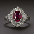 2.3ct GIA CERTIFIED NO HEAT RUBY DIAMOND PLATINUM COCKTAIL RING HALO BALLERINA