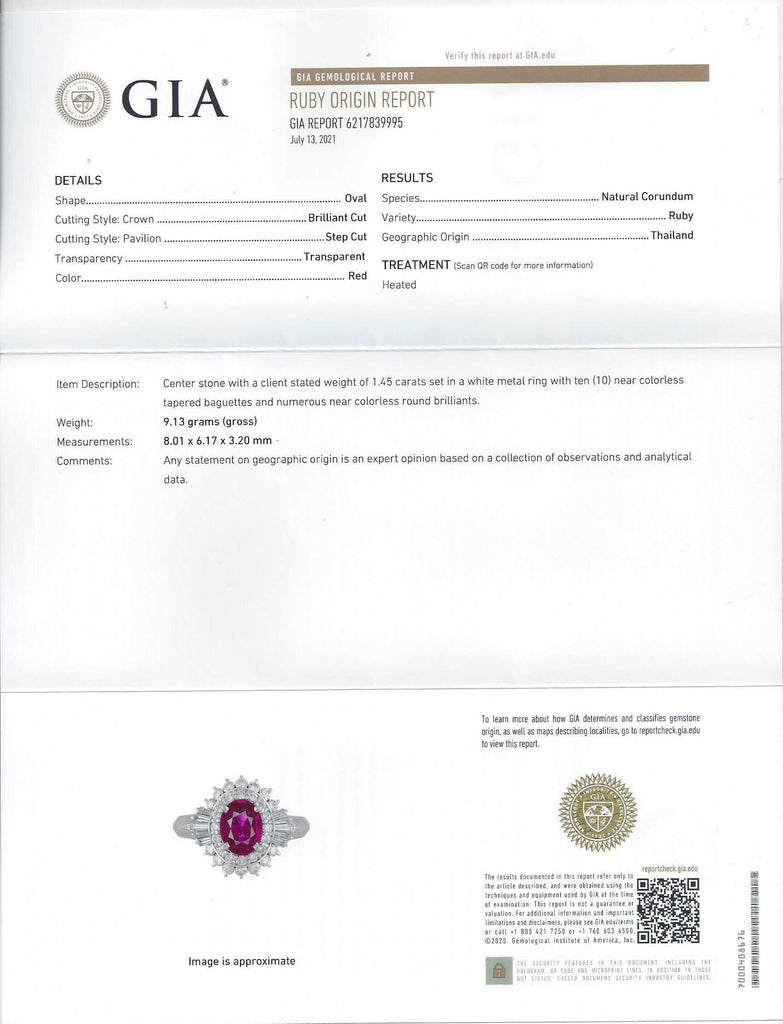 2.2ct GIA CERTIFIED NATURAL RUBY DIAMOND PLATINUM COCKTAIL RING HALO BALLERINA