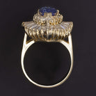 7.33ct MARQUISE SAPPHIRE DIAMOND BALLERINA RING 28mm BIG COCKTAIL YELLOW GOLD