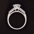 2.70ct E-F SI3 ROUND CUT DIAMOND ENGAGEMENT RING PLATINUM CLASSIC BAGUETTE 2.5ct