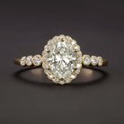 1.18ct OVAL SHAPE CUT DIAMOND ENGAGEMENT RING HALO YELLOW GOLD VINTAGE 1 CARAT