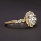 1.18ct OVAL SHAPE CUT DIAMOND ENGAGEMENT RING HALO YELLOW GOLD VINTAGE 1 CARAT