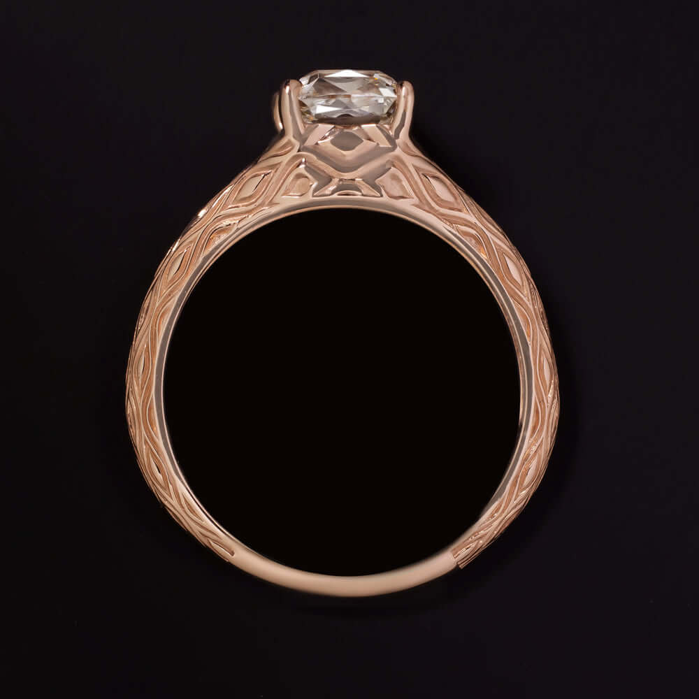 1.31ct OLD MINE CUT DIAMOND ENGAGEMENT RING I-J SI1 ROSE GOLD VINTAGE STYLE