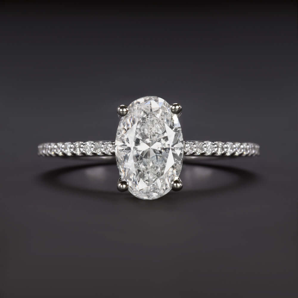 1.79ct F SI OVAL CUT DIAMOND ENGAGEMENT RING WHITE GOLD COCKTAIL NATURAL PAVE