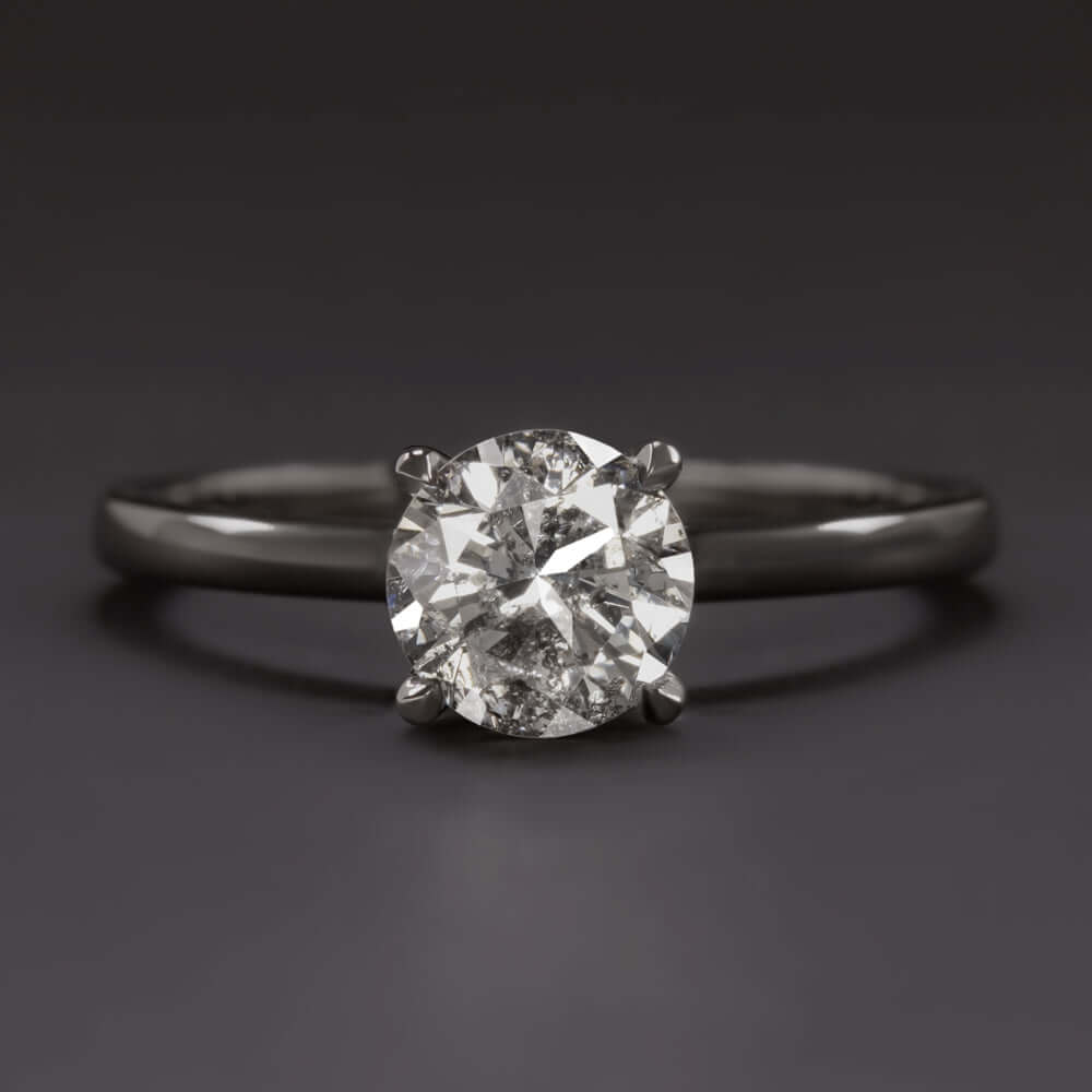 1 CARAT NATURAL DIAMOND SOLITAIRE RING BLACK GOLD ROUND BRILLIANT CUT ENGAGEMENT Ivy & Rose