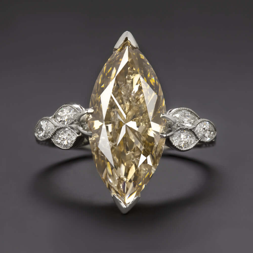 5 CARAT MARQUISE DIAMOND VINTAGE ENGAGEMENT RING PLATINUM CHAMPAGNE ART DECO 5ct