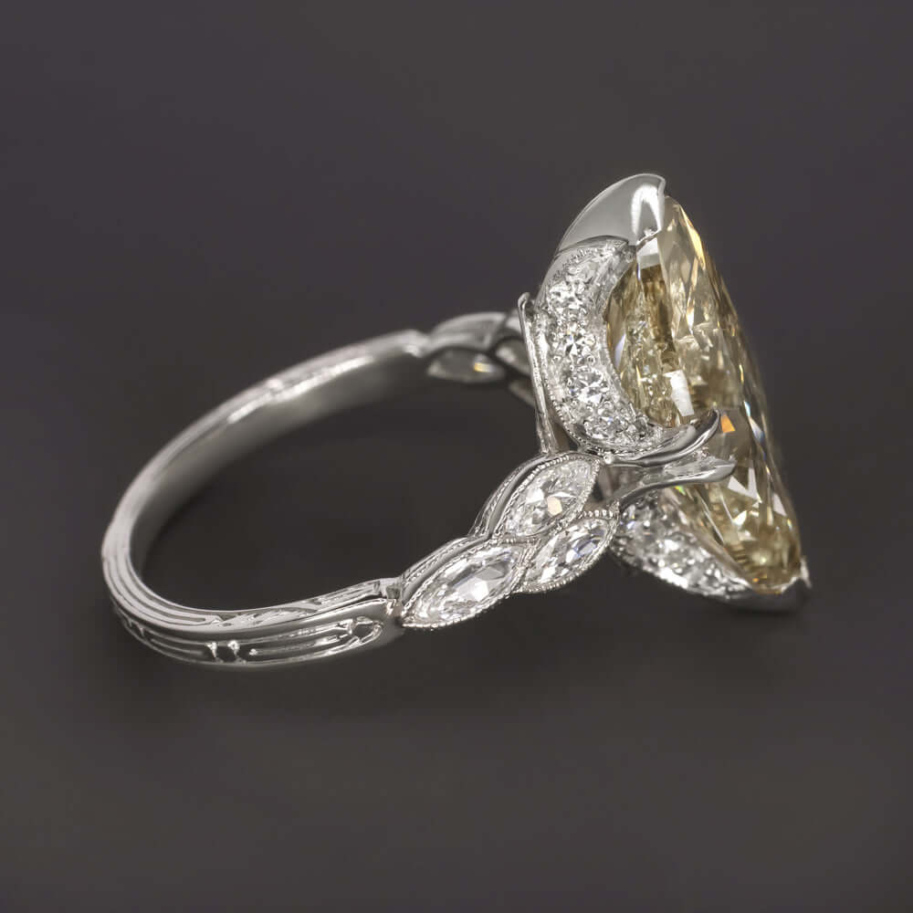 5 CARAT MARQUISE DIAMOND VINTAGE ENGAGEMENT RING PLATINUM CHAMPAGNE ART DECO 5ct
