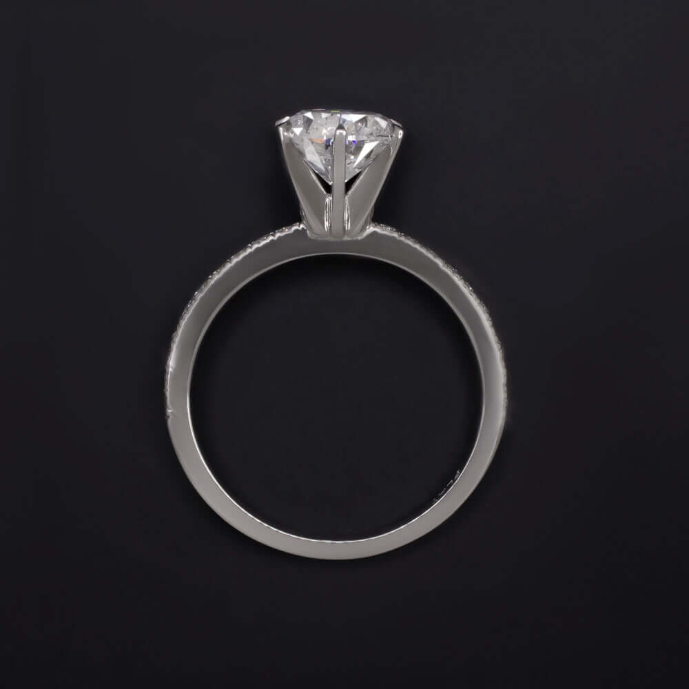 1.78ct EXCELLENT CUT DIAMOND ENGAGEMENT RING PLATINUM ROUND BRILLIANT PAVE BAND