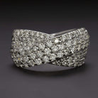2 CARAT DIAMOND CRISS CROSS BAND WIDE COCKTAIL RING 6gm WHITE GOLD NATURAL 2ct