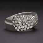 2 CARAT DIAMOND CRISS CROSS BAND WIDE COCKTAIL RING 6gm WHITE GOLD NATURAL 2ct