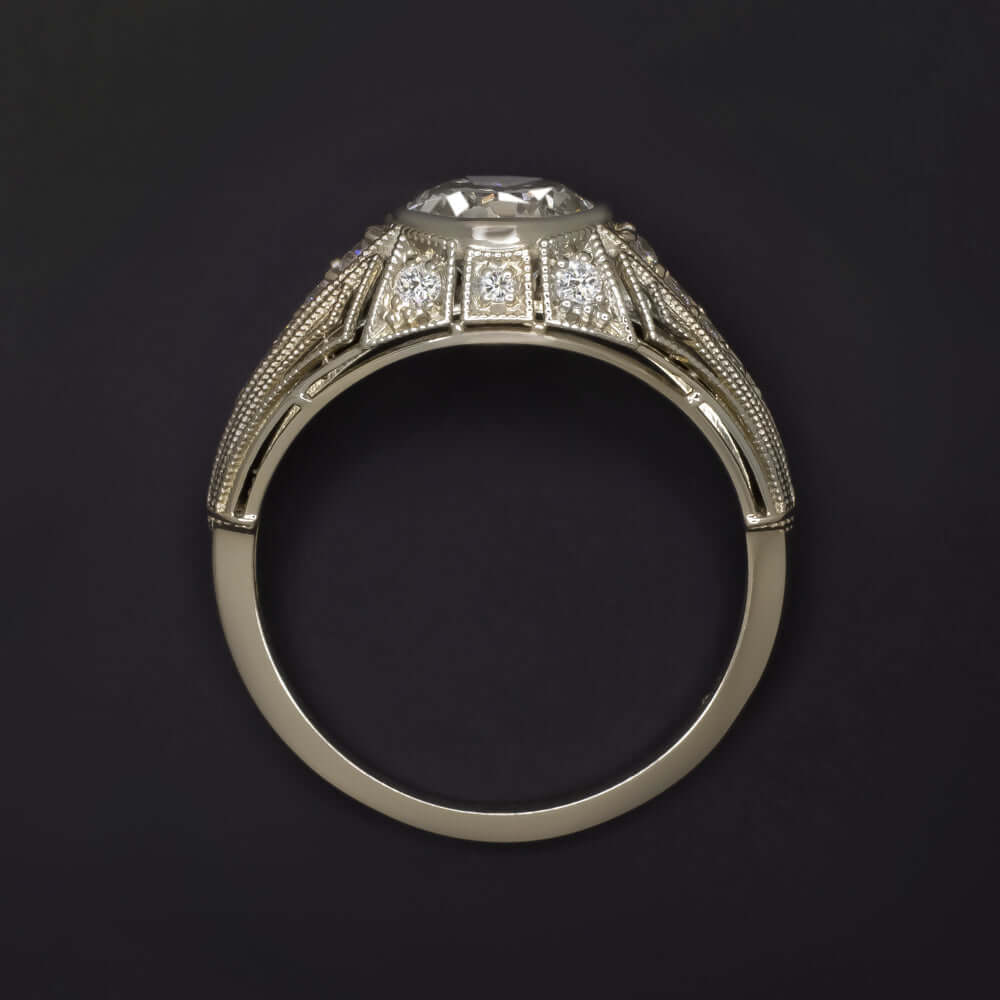 1.47ct DIAMOND ENGAGEMENT RING VINTAGE STYLE ROUND CUT ART DECO COCKTAIL 1.5ct