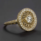0.84ct VS2 OLD EUROPEAN CUT DIAMOND COCKTAIL RING YELLOW GOLD FILIGREE VINTAGE
