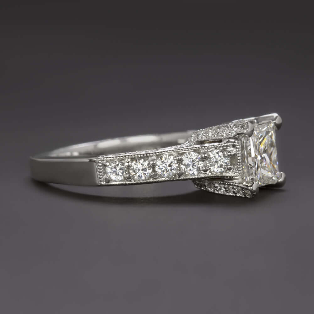 1.5ct GIA CERTIFIED G VS1 DIAMOND ENGAGEMENT RING 18k WHITE GOLD PRINCESS CUT