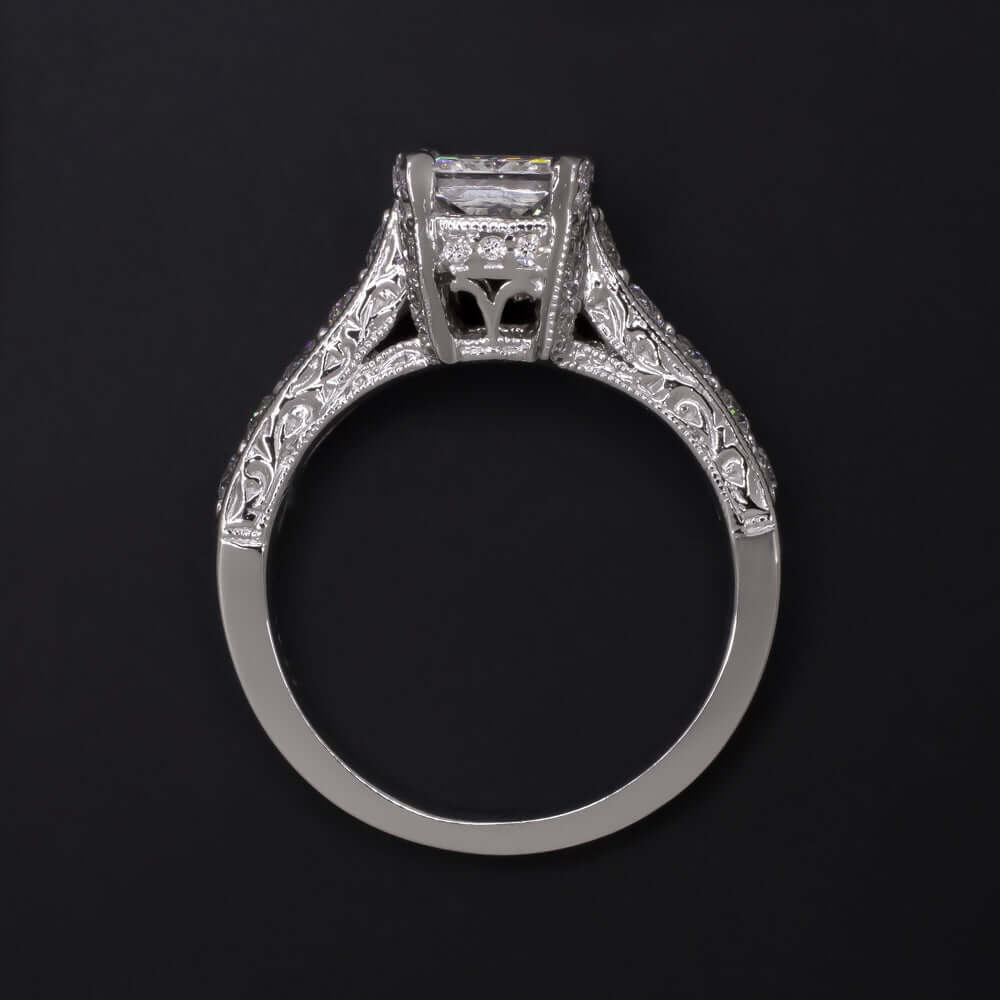 1.5ct GIA CERTIFIED G VS1 DIAMOND ENGAGEMENT RING 18k WHITE GOLD PRINCESS CUT