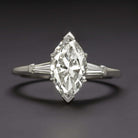 1.68ct GIA CERTIFIED G SI2 DIAMOND ENGAGEMENT RING PLATINUM MARQUISE CUT 3 STONE