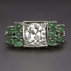 1.19ct CERTIFIED OLD MINE CUT DIAMOND ENGAGEMENT RING EMERALD PLATINUM VINTAGE