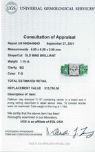 1.19ct CERTIFIED OLD MINE CUT DIAMOND ENGAGEMENT RING EMERALD PLATINUM VINTAGE