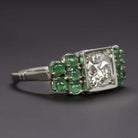 1.19ct CERTIFIED OLD MINE CUT DIAMOND ENGAGEMENT RING EMERALD PLATINUM VINTAGE