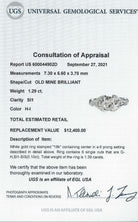1.39c CERTIFIED H-I SI1 OLD MINE CUT DIAMOND ENGAGEMENT RING 18k VINTAGE ANTIQUE