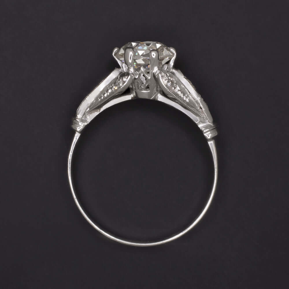 1.39c CERTIFIED H-I SI1 OLD MINE CUT DIAMOND ENGAGEMENT RING 18k VINTAGE ANTIQUE