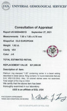 1.82ct CERT J-K VS1 OLD CUT DIAMOND ENGAGEMENT RING RUBY PLATINUM VINTAGE STYLE