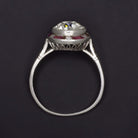 1.82ct CERT J-K VS1 OLD CUT DIAMOND ENGAGEMENT RING RUBY PLATINUM VINTAGE STYLE