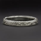 HAND ENGRAVED PLATINUM WEDDING BAND VINTAGE STYLE STACKING RING ART DECO STYLE
