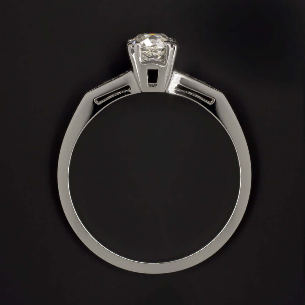 0.71ct VINTAGE H VS1 OLD MINE CUT DIAMOND 18K ENGAGEMENT RING WHITE GOLD ANTIQUE