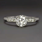 1 CARAT VINTAGE OLD MINE CUT DIAMOND 18K ENGAGEMENT RING WHITE GOLD ANTIQUE 1ct