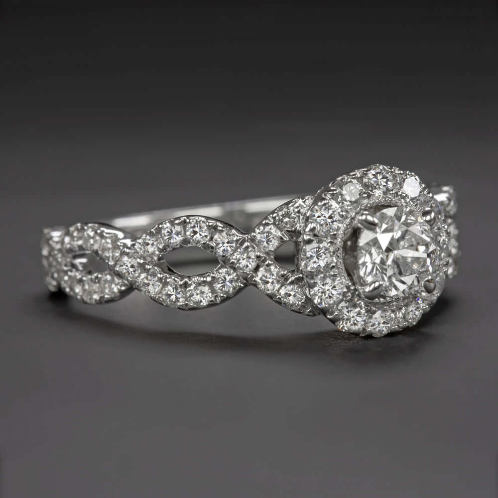 0.80ct DIAMOND ENGAGEMENT RING TWIST SHANK INFINITI ROUND BRILLIANT CUT NATURAL