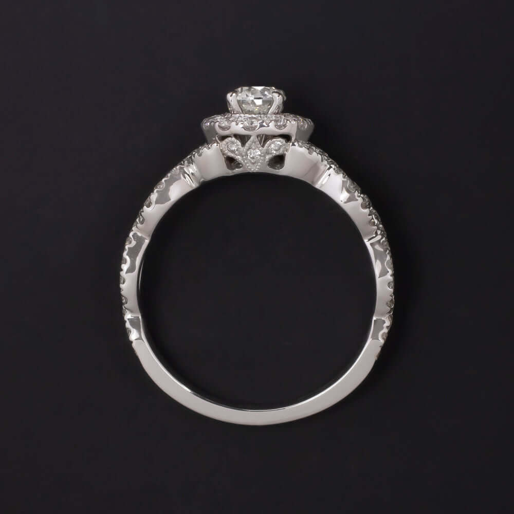 0.80ct DIAMOND ENGAGEMENT RING TWIST SHANK INFINITI ROUND BRILLIANT CUT NATURAL