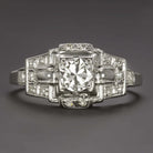 ART DECO OLD CUT DIAMOND ENGAGEMENT RING 18k WHITE GOLD COCKTAIL VINTAGE ESTATE