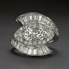 4 CARAT OLD EUROPEAN CUT DIAMOND COCKTAIL RING MOI ET TOI PLATINUM BYPASS ESTATE