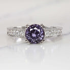 2 CARAT PURPLE SPINEL NATURAL DIAMOND RING 14k WHITE GOLD VINTAGE STYLE COCKTAIL