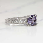 2 CARAT PURPLE SPINEL NATURAL DIAMOND RING 14k WHITE GOLD VINTAGE STYLE COCKTAIL