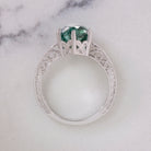 INDICOLITE TOURMALINE RING VINTAGE STYLE 14k WHITE GOLD NATURAL GREEN COCKTAIL