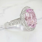 11.8ct KUNZITE DIAMOND COCKTAIL RING NATURAL BIG STATEMENT WHITE GOLD OVAL BIG