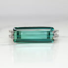 INDICOLITE TOURMALINE DIAMOND RING PLATINUM EAST WEST NATURAL GREEN COCKTAIL