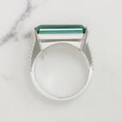 INDICOLITE TOURMALINE DIAMOND RING PLATINUM EAST WEST NATURAL GREEN COCKTAIL