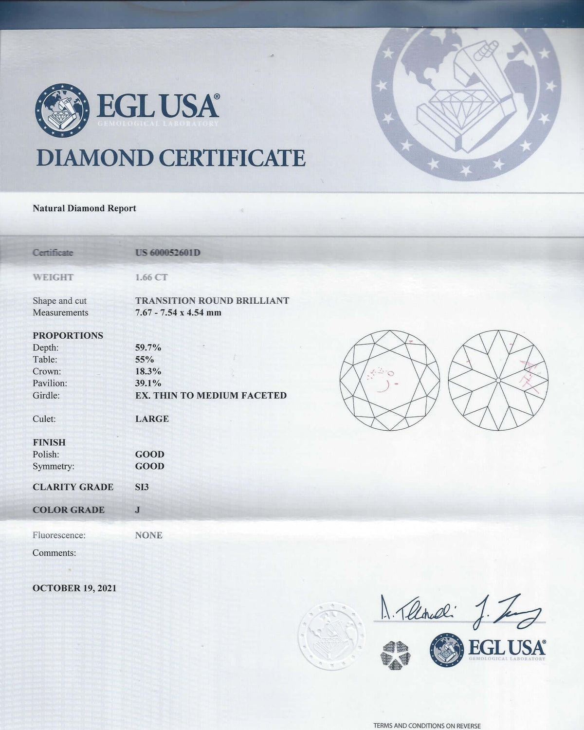 1.66ct CERTIFIED J SI OLD EUROPEAN CUT DIAMOND VINTAGE ANTIQUE NATURAL LOOSE OEC