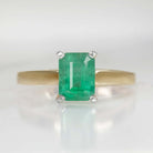 1.68ct EMERALD SOLITAIRE RING 2 TONE 14k GOLD NATURAL GREEN COCKTAIL ENGAGEMENT