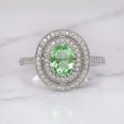 1.21ct GREEN PARAIBA TOURMALINE DIAMOND RING VINTAGE STYLE HALO WHITE GOLD 1.5