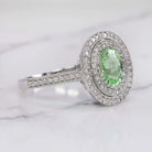 1.21ct GREEN PARAIBA TOURMALINE DIAMOND RING VINTAGE STYLE HALO WHITE GOLD 1.5
