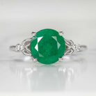 3 CARAT ROUND CUT EMERALD RING 14k WHITE GOLD NATURAL CLASSIC 3ct GREEN
