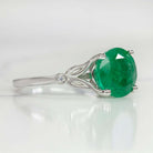 3 CARAT ROUND CUT EMERALD RING 14k WHITE GOLD NATURAL CLASSIC 3ct GREEN