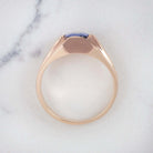 ART DECO SAPPHIRE SOLITAIRE RING 18k ROSE GOLD WIDE BAND VINTAGE ANTIQUE CUSHION
